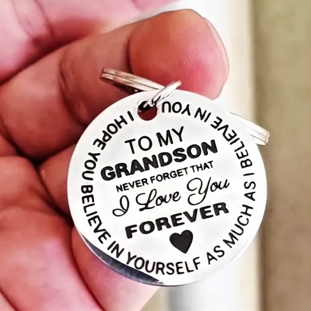 Silver Inspirational Keychain for Grandson